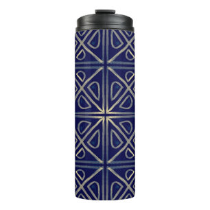 Tribal Seamless Blue Geometric Pattern. Striped Ha Thermal Tumbler