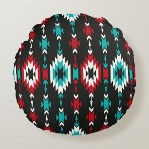 Tribal seamless colorful geometric pattern. Ethnic Round Cushion