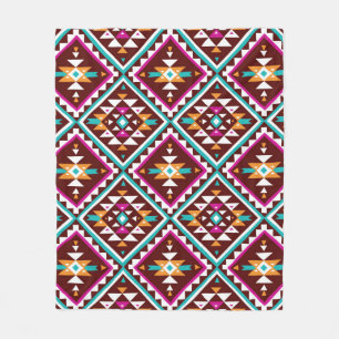 Tribal seamless colourful geometric pattern fleece blanket