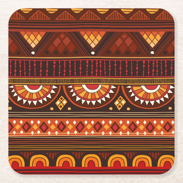 Tribal seamless design for various uses. square paper coaster (Front)