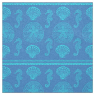 Tribal Seashells Seahorses Fabric