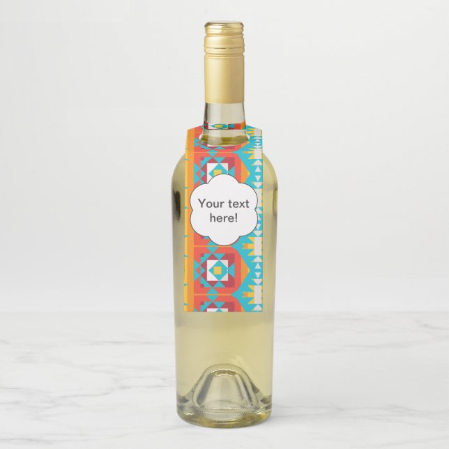 Tribal shapes rows bottle tag (On Bottle)