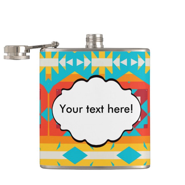 Tribal shapes rows hip flask (Opened)