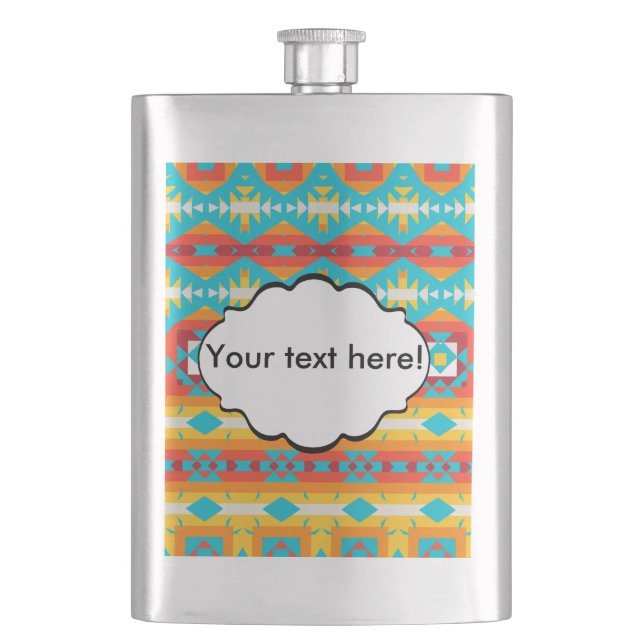 Tribal shapes rows hip flask (Front)