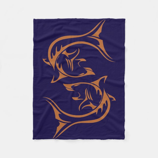 Tribal Shark Fleece Blanket (Front)