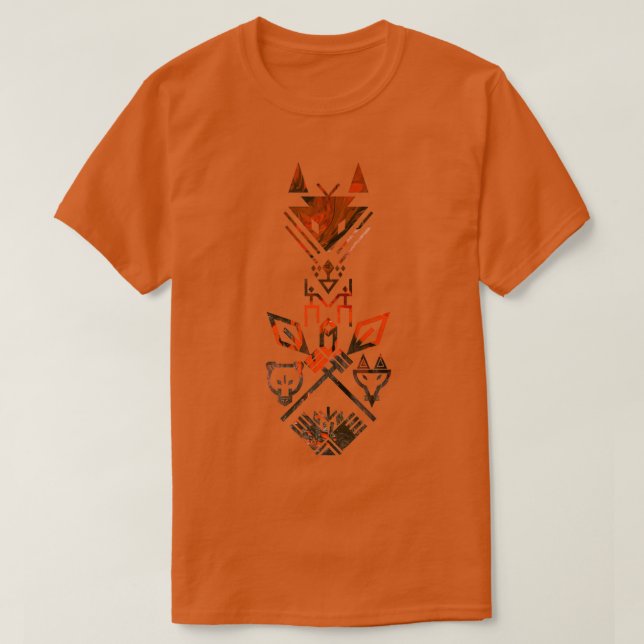 Tribal Sign Animals Wolf Bear Fox Spear Hand Totem T-Shirt (Design Front)