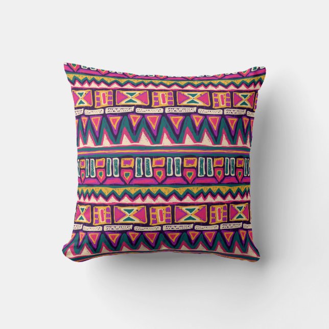 Tribal sketches: hand-drawn aztec pattern. cushion (Front)