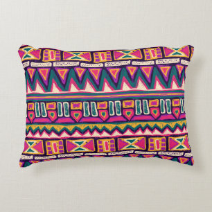 Tribal sketches: hand-drawn aztec pattern. decorative cushion