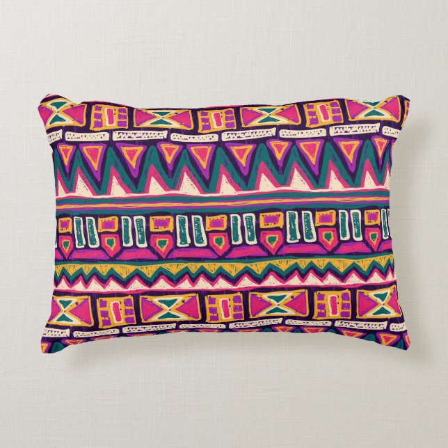 Tribal sketches: hand-drawn aztec pattern. decorative cushion (Front)