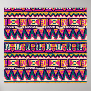 Tribal sketches: hand-drawn aztec pattern. poster