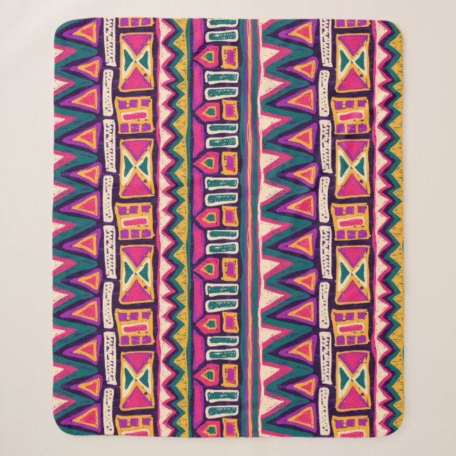 Tribal sketches: hand-drawn aztec pattern. sherpa blanket (Front)