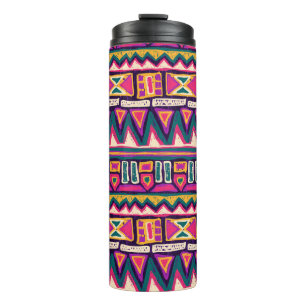 Tribal sketches: hand-drawn aztec pattern. thermal tumbler