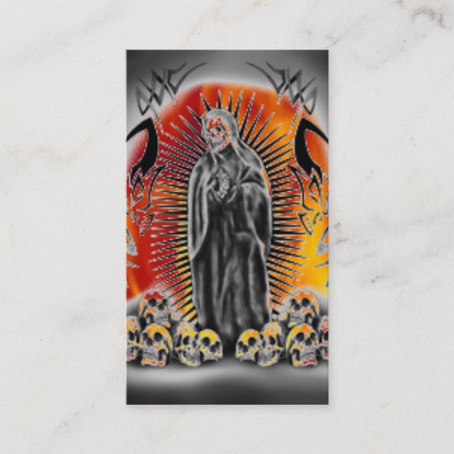 Tribal Skull Grim Reaper Scary Business Card (Front)
