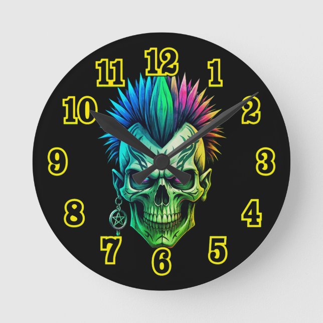 Tribal Skull Round Clock (Front)