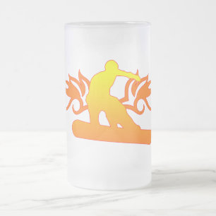 tribal snowboard frosted glass beer mug