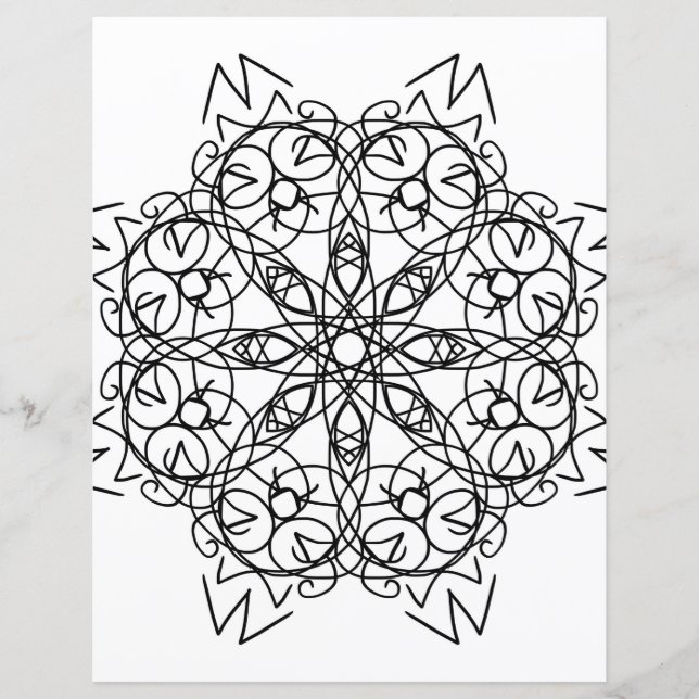 Tribal Snowflake Mandala Colouring Page (Front)