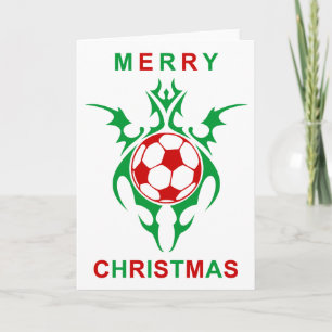 tribal soccer merry christmas holiday card