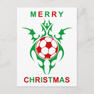 tribal soccer merry christmas holiday postcard