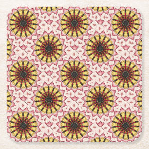 Tribal Spears and Fading Hearts Mandala Square Paper Coaster