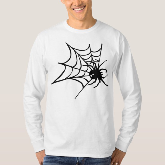Tribal Spider Web Long Sleeve White T-shirt (Front)