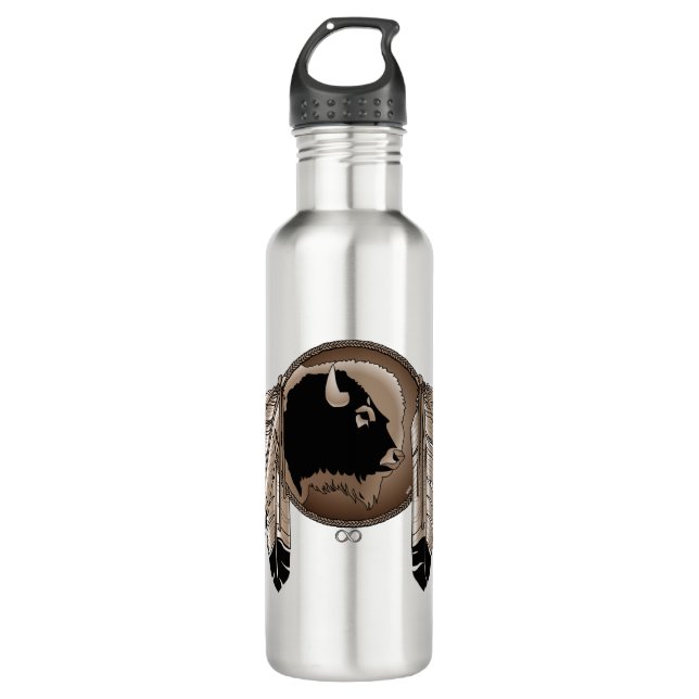 Tribal Spirit Buffalo Native Art 710 Ml Water Bottle (Front)