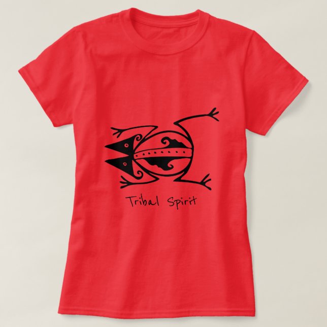 Tribal Spirit slogan Tribal frog animal art T-Shirt (Design Front)