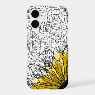 Tribal squares and yellow flower