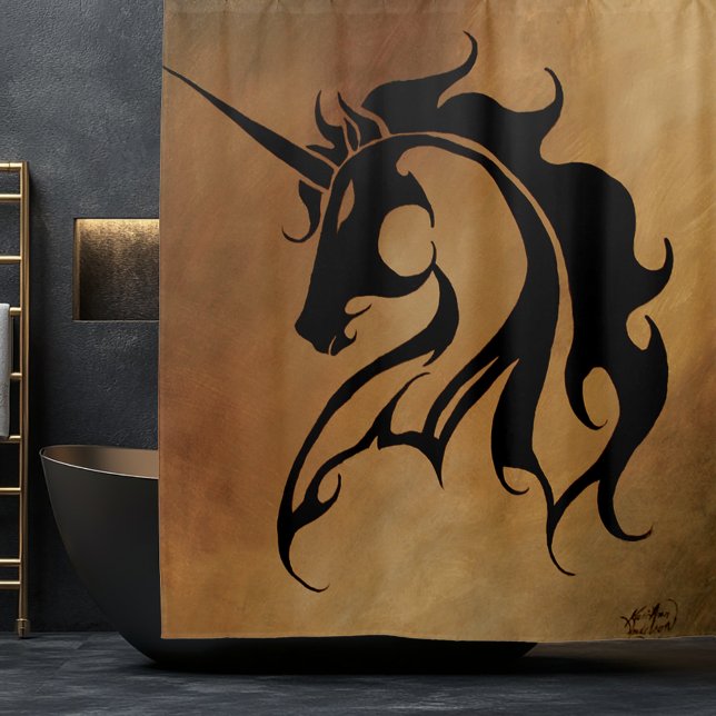 Tribal Stone Unicorn Shower Curtain (Creator Uploaded)