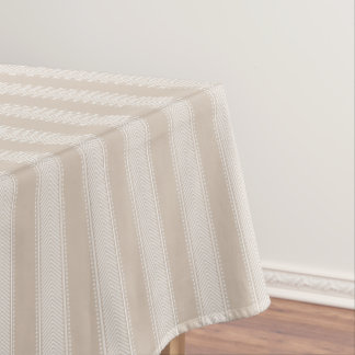 Tribal Stripe Warm Neutral Taupe Greige Farmhouse Tablecloth