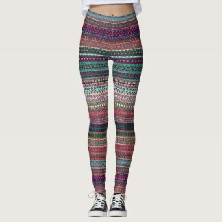 Tribal striped abstract pattern design leggings