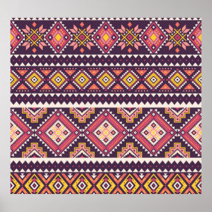Tribal striped, geometric seamless pattern. poster
