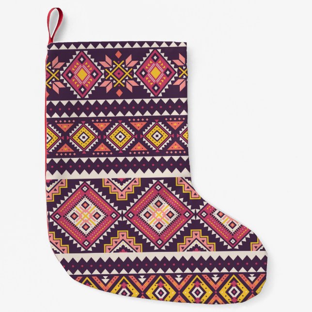 Tribal striped, geometric seamless pattern. small christmas stocking (Front)