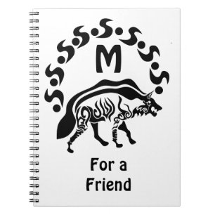 Tribal Striped Hyena Monogram Notebook