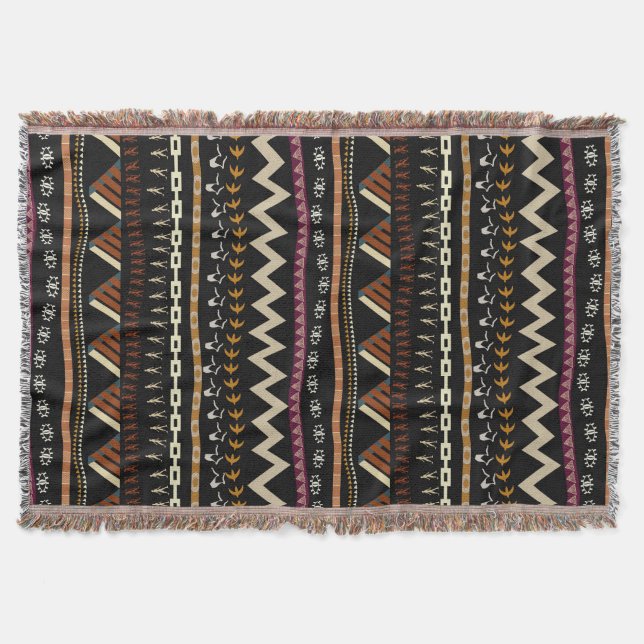 Tribal Stripes Design Throw Blanket (Front)