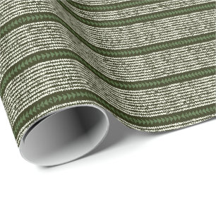 tribal stripes rustic green deep forest green  wrapping paper