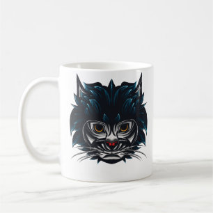 Tribal Style Angry Cat Coffee Mug