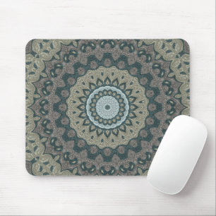 Tribal Style Brown and Green Medallions Mouse Mat
