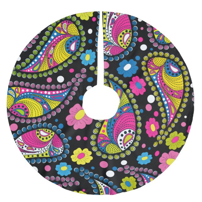 Tribal style paisley, seamless ethnic pattern. brushed polyester tree skirt (Front)