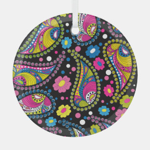 Tribal style paisley, seamless ethnic pattern. glass tree decoration