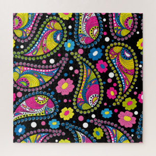 Tribal style paisley, seamless ethnic pattern. jigsaw puzzle