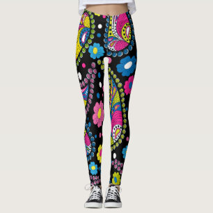Tribal style paisley, seamless ethnic pattern. leggings