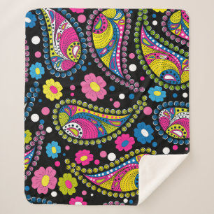 Tribal style paisley, seamless ethnic pattern. sherpa blanket