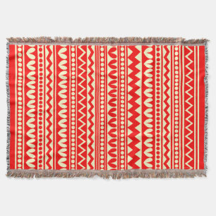 Tribal Style - Red on Pale Yellow Throw Blanket