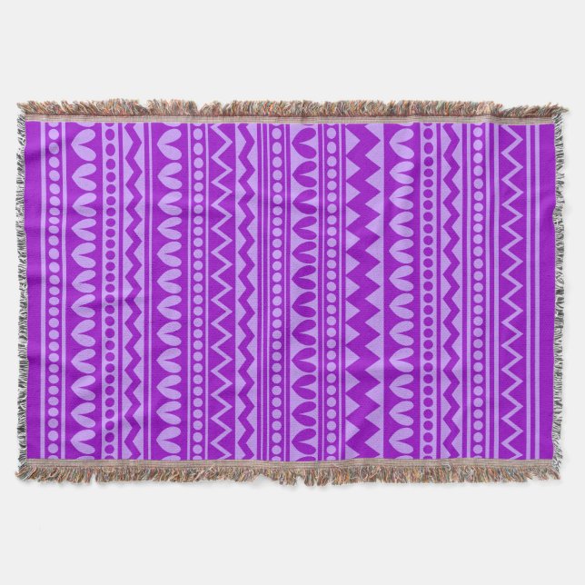 Tribal Style - Shades of Purple Throw Blanket (Front)