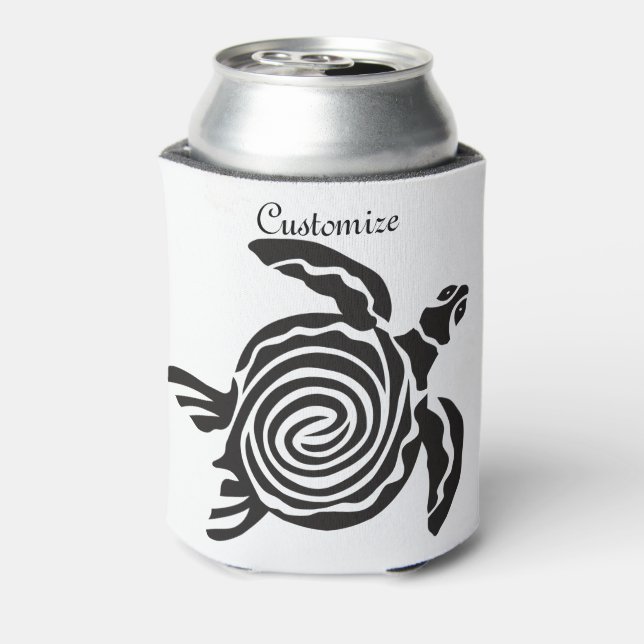 Tribal Style Turtle Thunder_Cove Can Cooler (Can Back)