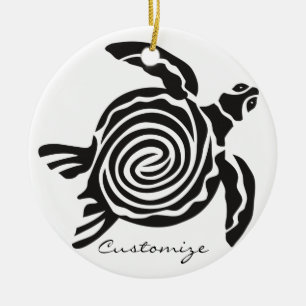 Tribal Style Turtle Thunder_Cove Ceramic Tree Decoration