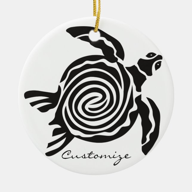 Tribal Style Turtle Thunder_Cove Ceramic Tree Decoration (Front)