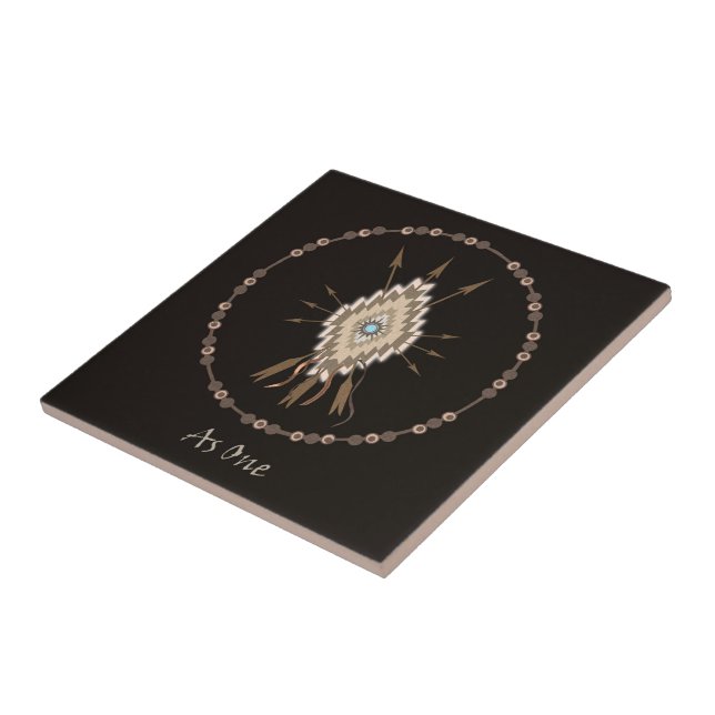 Tribal Symbols Friendship Motif Art Tile (Side)