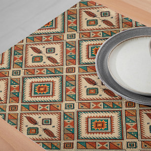 Tribal Table Runner with Bold Geometric Patterns