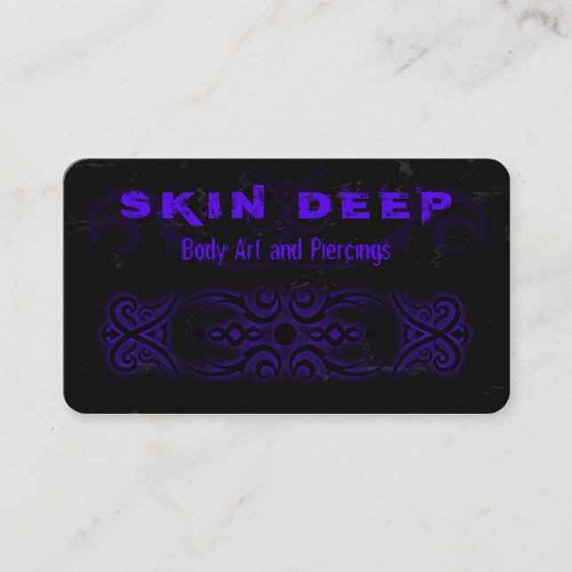 Tribal Tattoo Black and Purple Business Cards (Front)